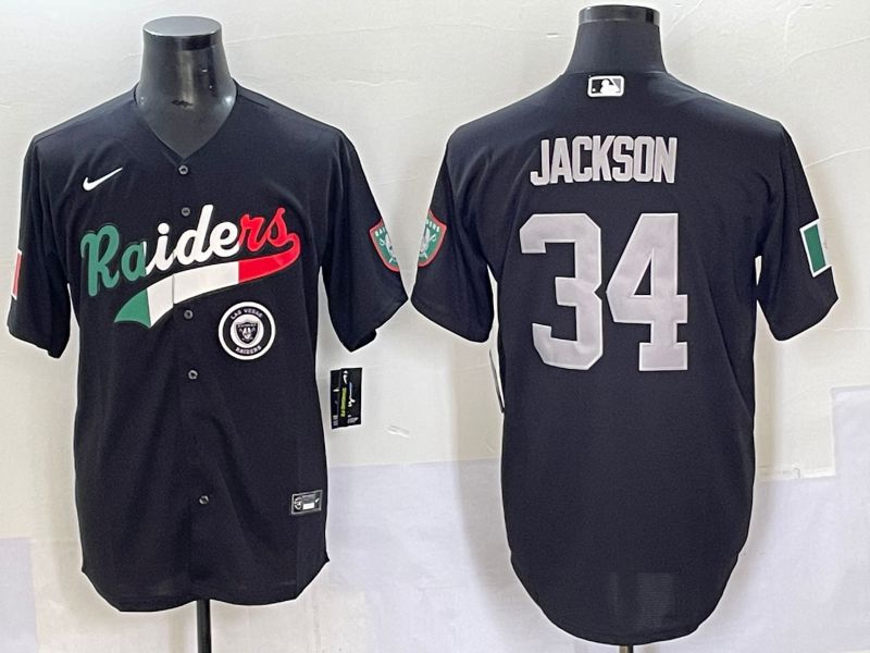 Men 2025 Oakland Raiders 34 Jackson Black Joint Name Nike Limited NFL Jersey style 66